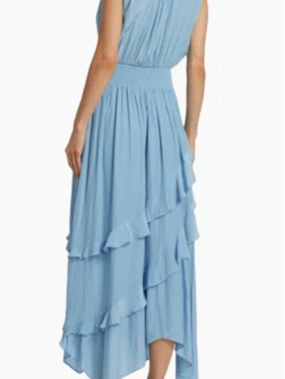 Ramy Brook Blue Ruffle V-Neck Dress - Picture 3 of 9